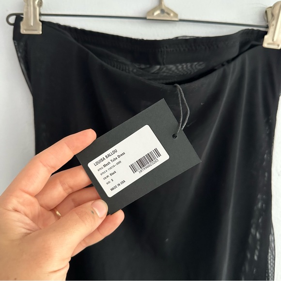 Louisa Ballou Black Tube Mesh Midi Bodycon Dress Strapless Size Small - Picture 5 of 7